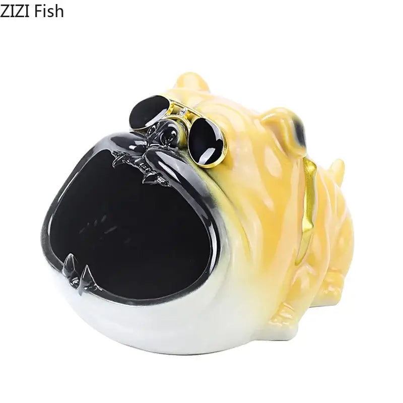 Bulldog sunglasses ceramic ashtray set of 4 living room decor