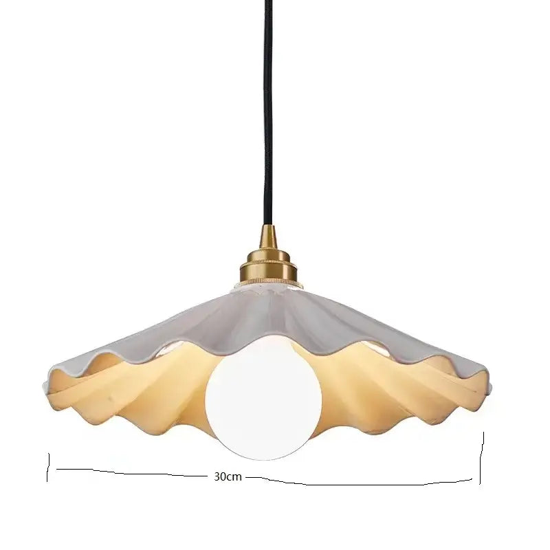 Butterfly ceramic led pendant lamp bedroom white fluted light