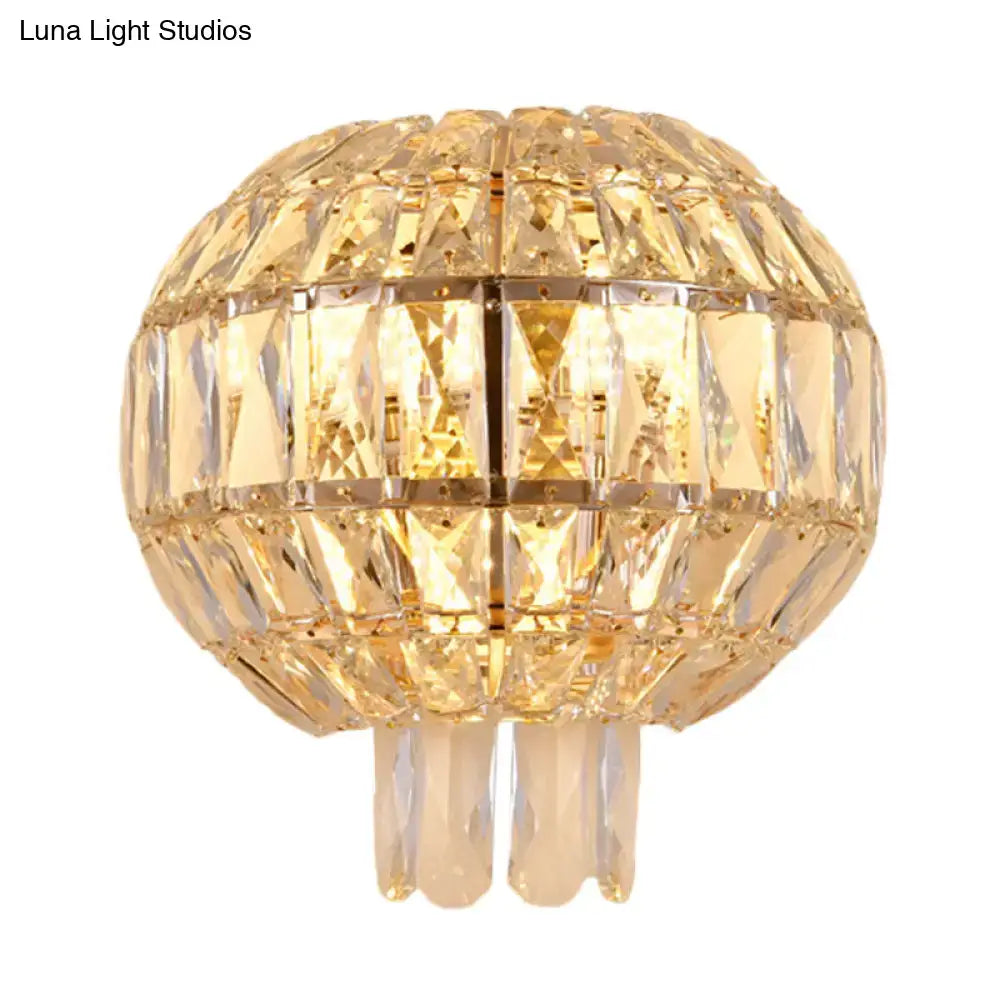 Butterfly tiered gold finish crystal wall sconce bedroom light