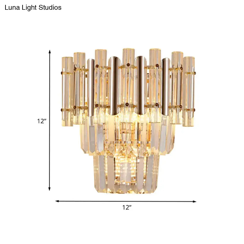 Butterfly tiered gold finish crystal wall sconce bedroom light