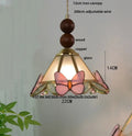 Butterfly tiffany glass pendant light dining room blue & green shade