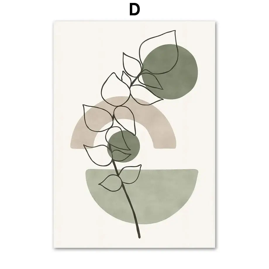 Canvas Wall Art Boho Abstract Geometric Leaves