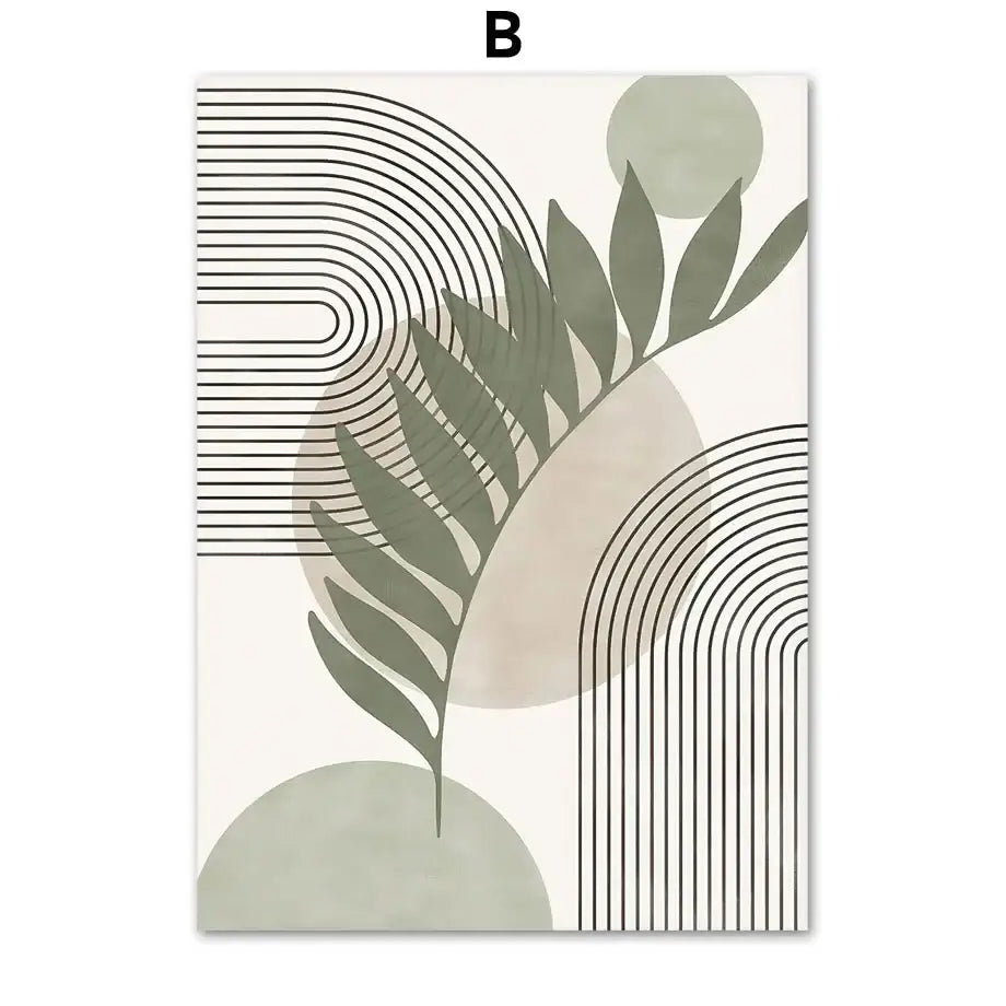 Canvas Wall Art Boho Abstract Geometric Leaves