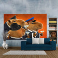 Capybara club humor orange martini tapestry bedroom wall decor
