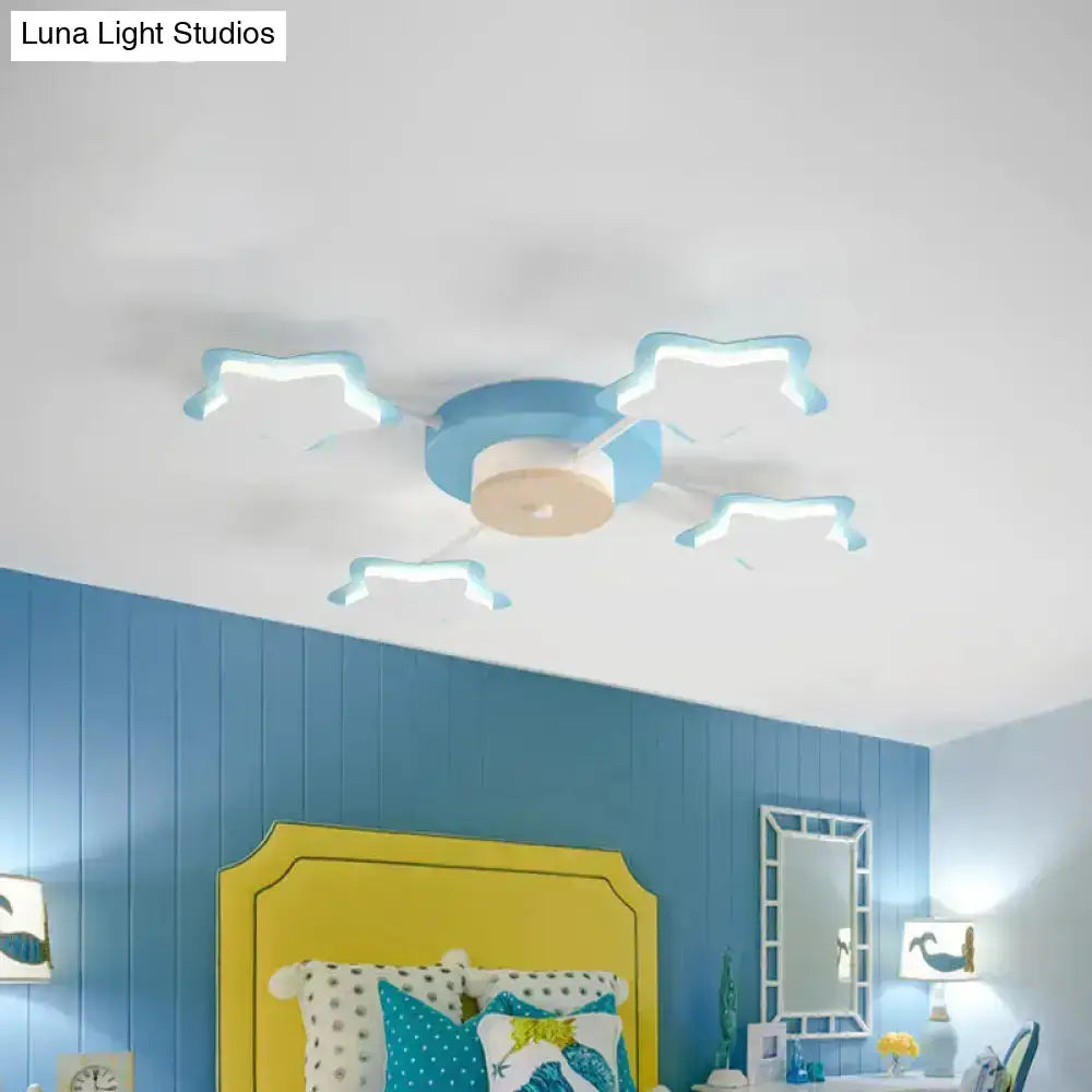 Cartoon acrylic pink blue star led flush mount ceiling light bedroom