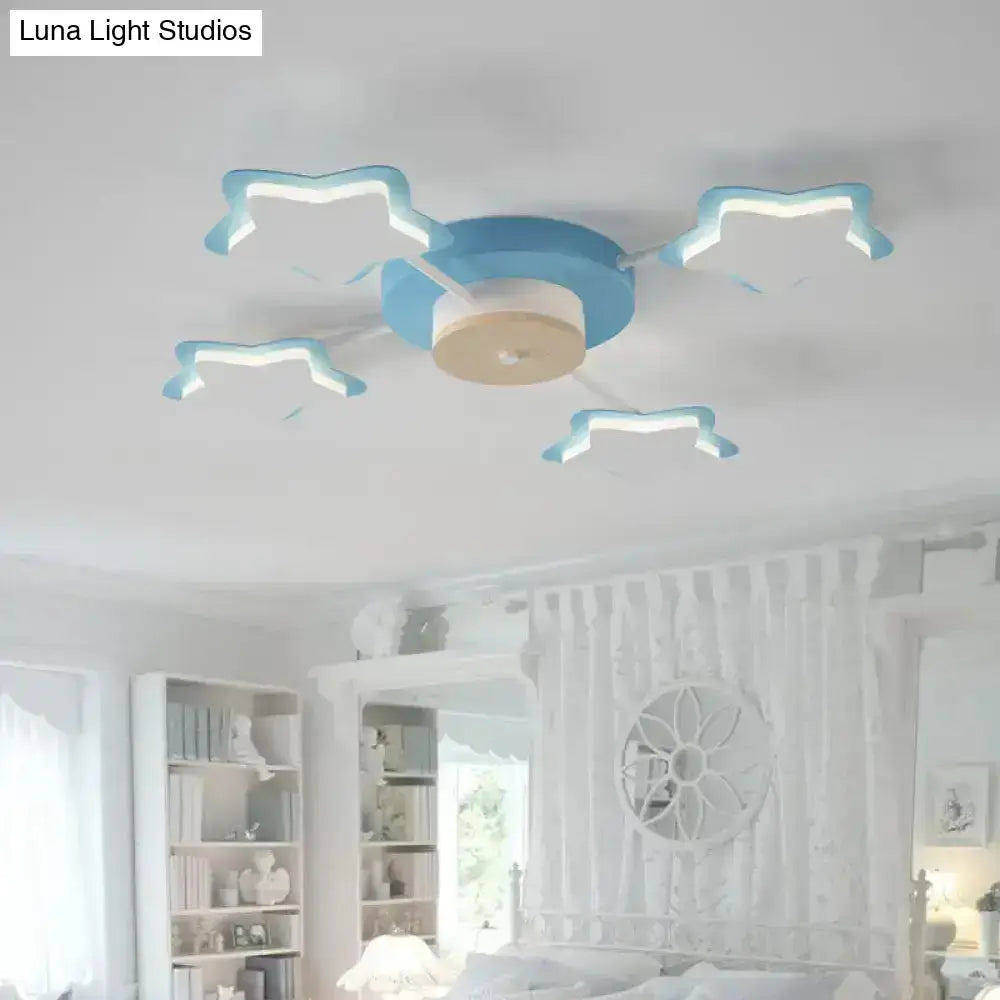 Cartoon acrylic pink blue star led flush mount ceiling light bedroom