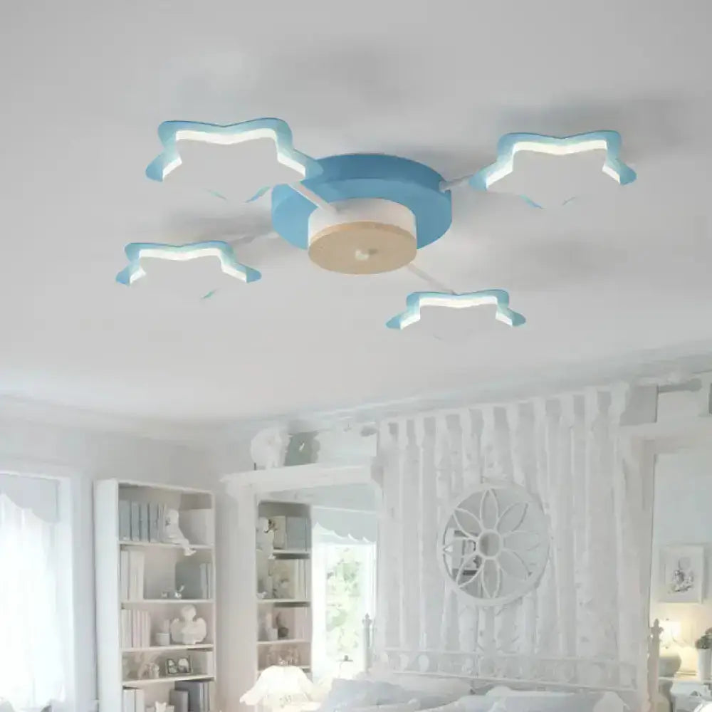 Cartoon acrylic pink blue star led flush mount ceiling light bedroom