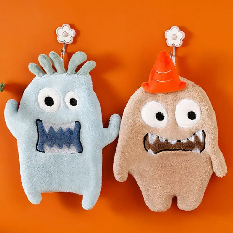 Cartoon animal coral velvet monster hand towel set kitchen decor