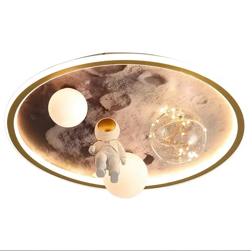 Cartoon astronaut circular ceiling lamp kids bedroom space lighting