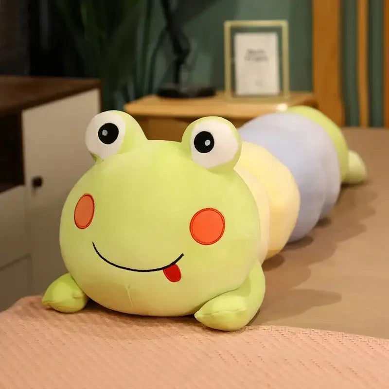 Cartoon caterpillar orange & green long body pillow bedroom plush