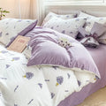 Cartoon heart floral cream and gray duvet set bedroom bedding