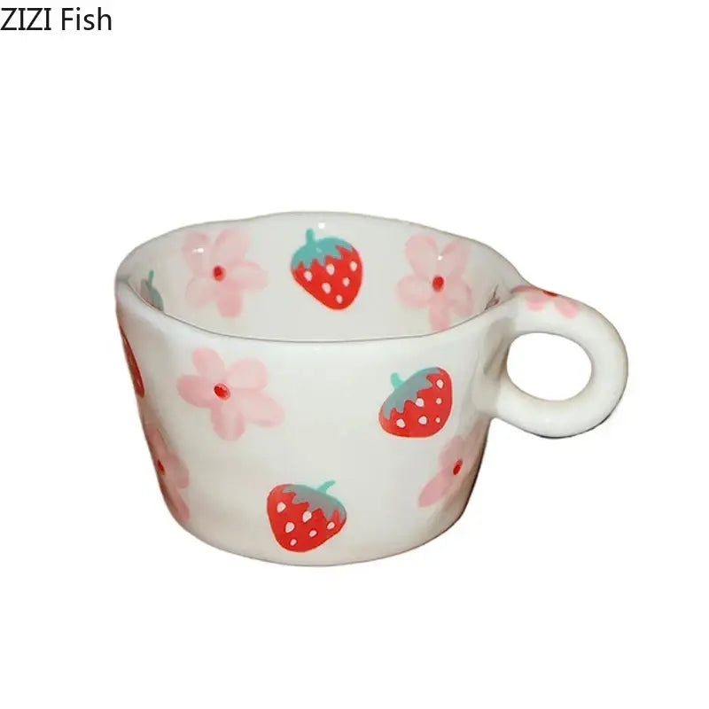Cartoon pattern ceramic mug set – dining room white colorful cups