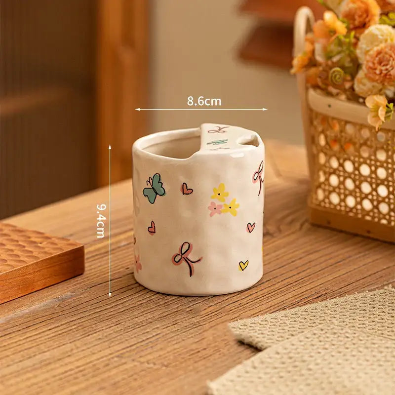 Cartoon pattern porcelain toothbrush holder for bathroom decor