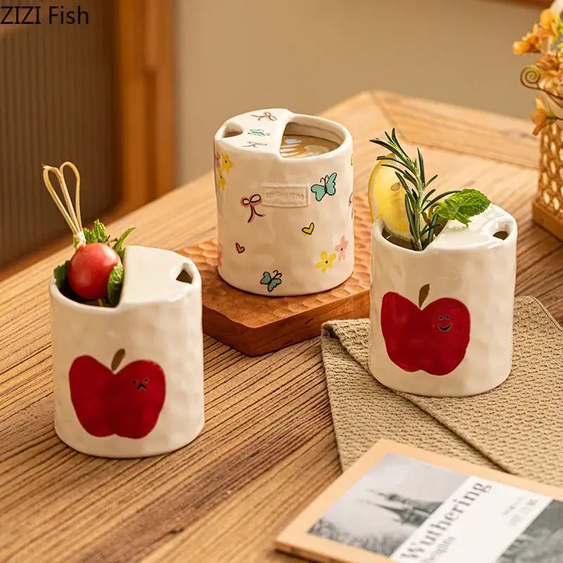 Cartoon pattern porcelain toothbrush holder for bathroom decor