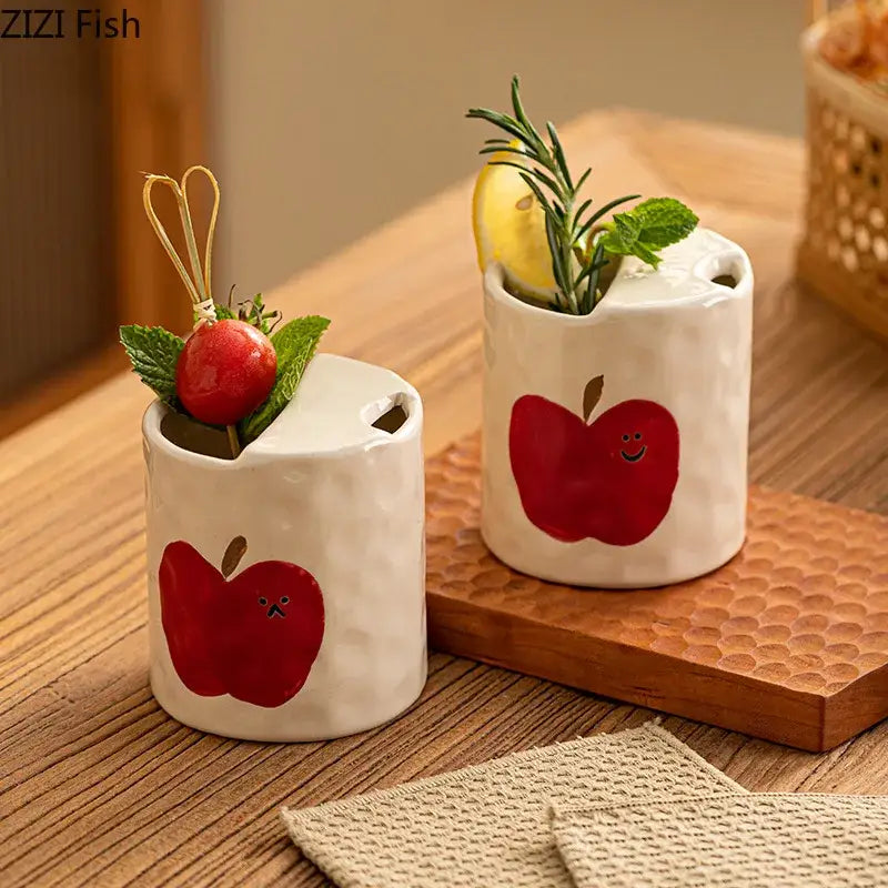 Cartoon pattern porcelain toothbrush holder for bathroom decor