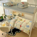 Cartoon style cream & blue bedding sets bedroom cotton cat print