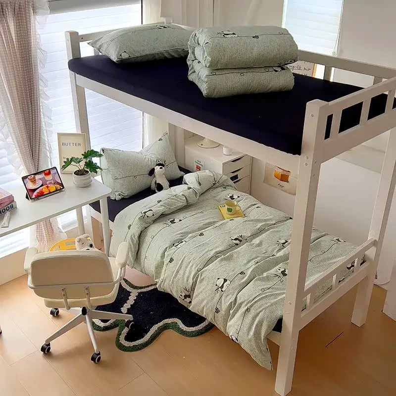 Cartoon style cream & blue bedding sets bedroom cotton cat print
