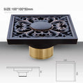 Carved black bronze anti-odor brass floor drain bathroom hardware