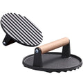 Cast iron steak press plate with wooden handle kitchen tool