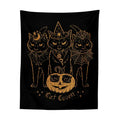 Cat coven witchcraft tapestry gold foil black decor bedroom wall art