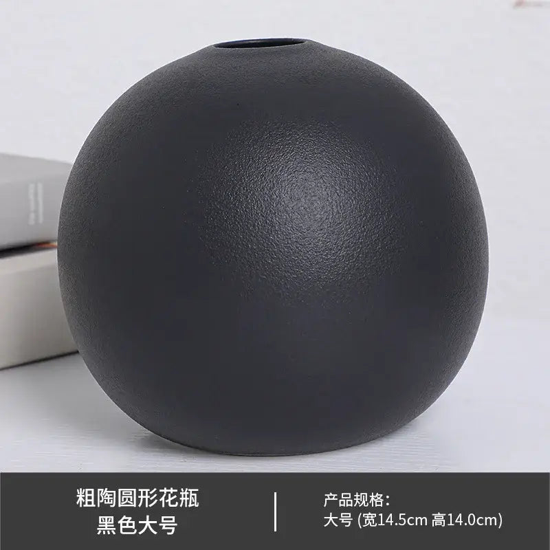 Ceramic Round Vase Black White