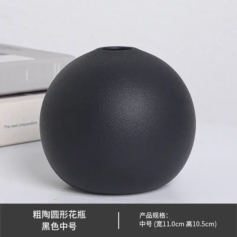 Ceramic Round Vase Black White