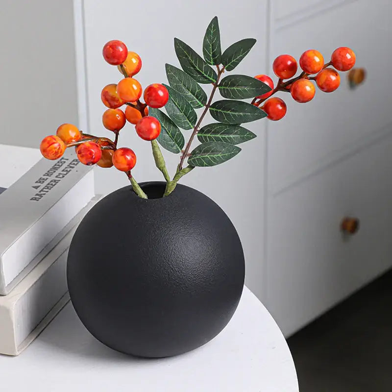 Ceramic Round Vase Black White