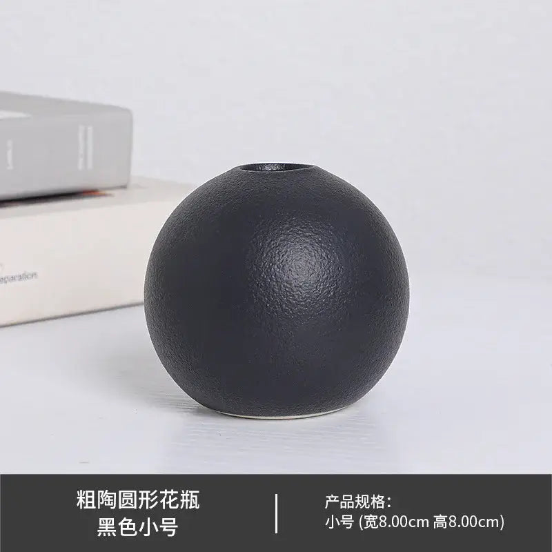 Ceramic Round Vase Black White