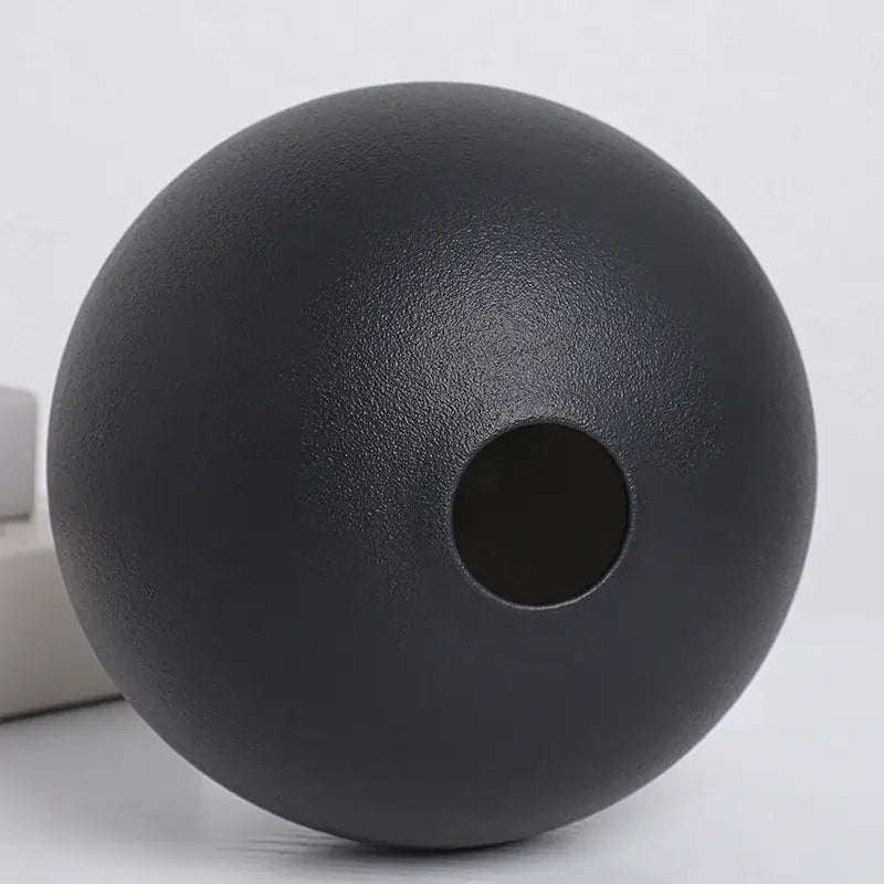Ceramic Round Vase Black White