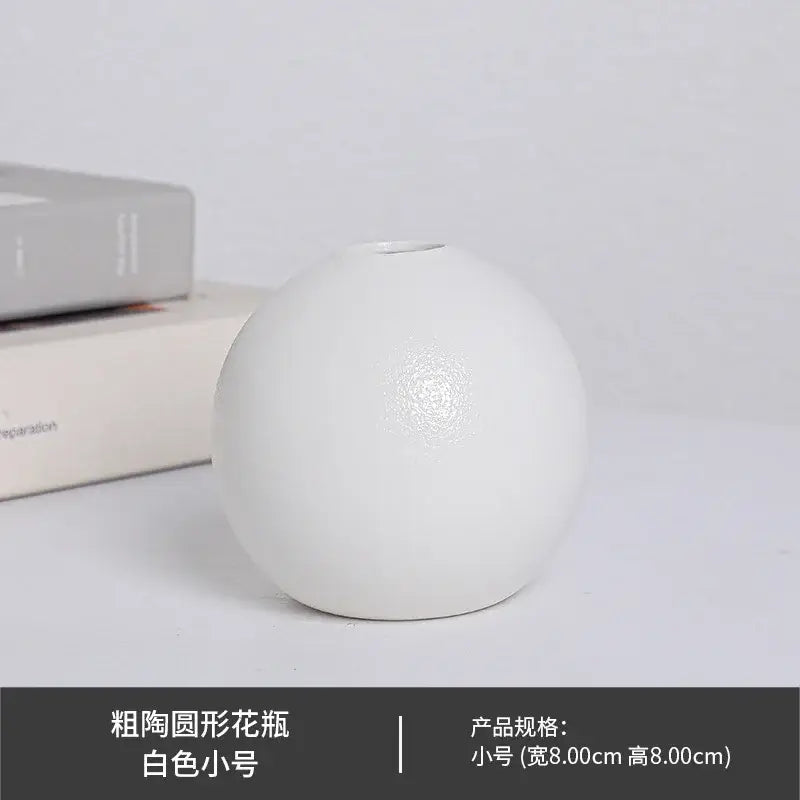 Ceramic Round Vase Black White