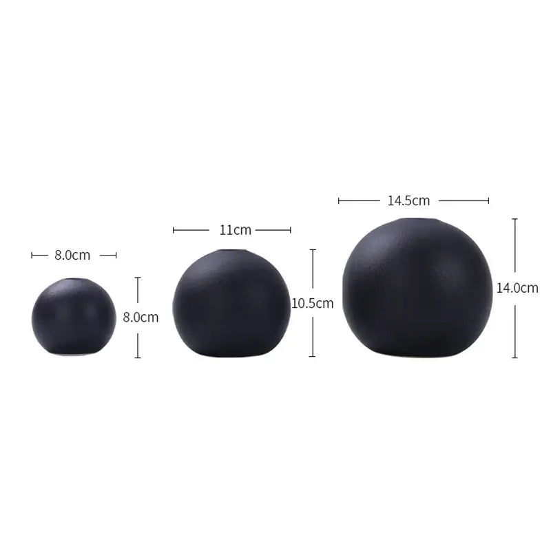 Ceramic Round Vase Black White
