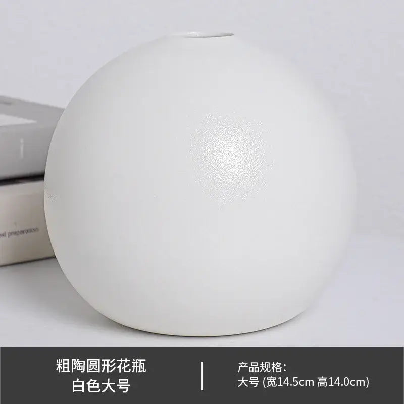 Ceramic Round Vase Black White