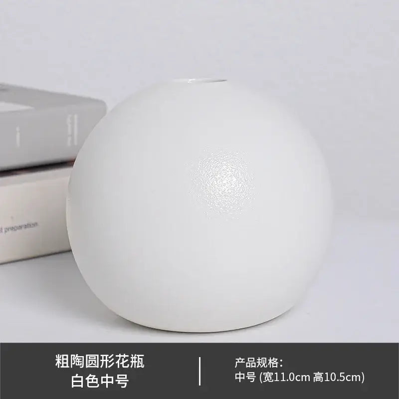Ceramic Round Vase Black White