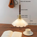 Ceramic walnut copper ribbed glass pendant light bedroom chandelier