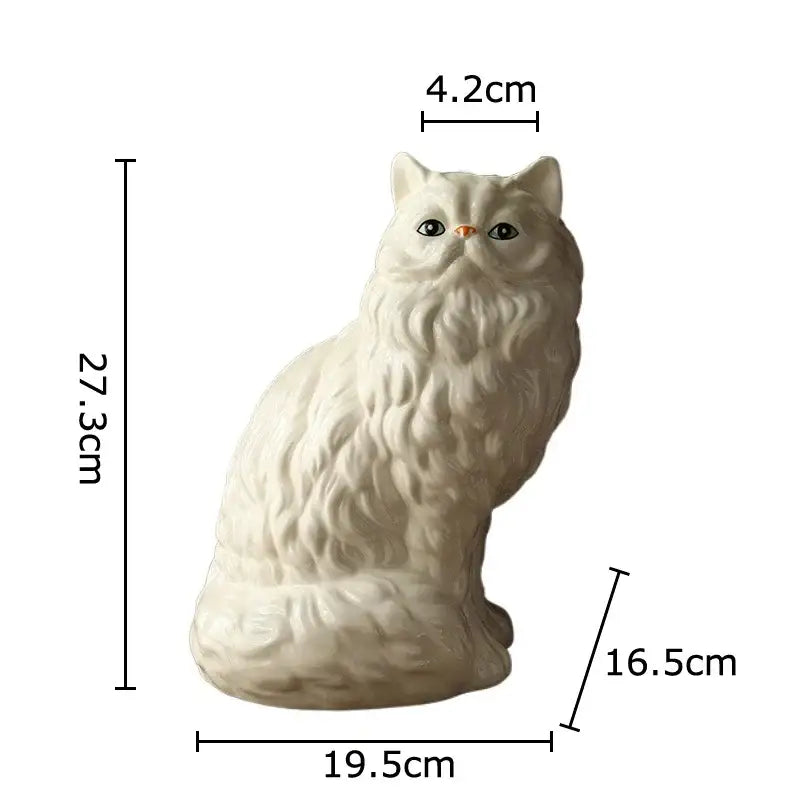 Ceramic white cat vase for desk and living room decor