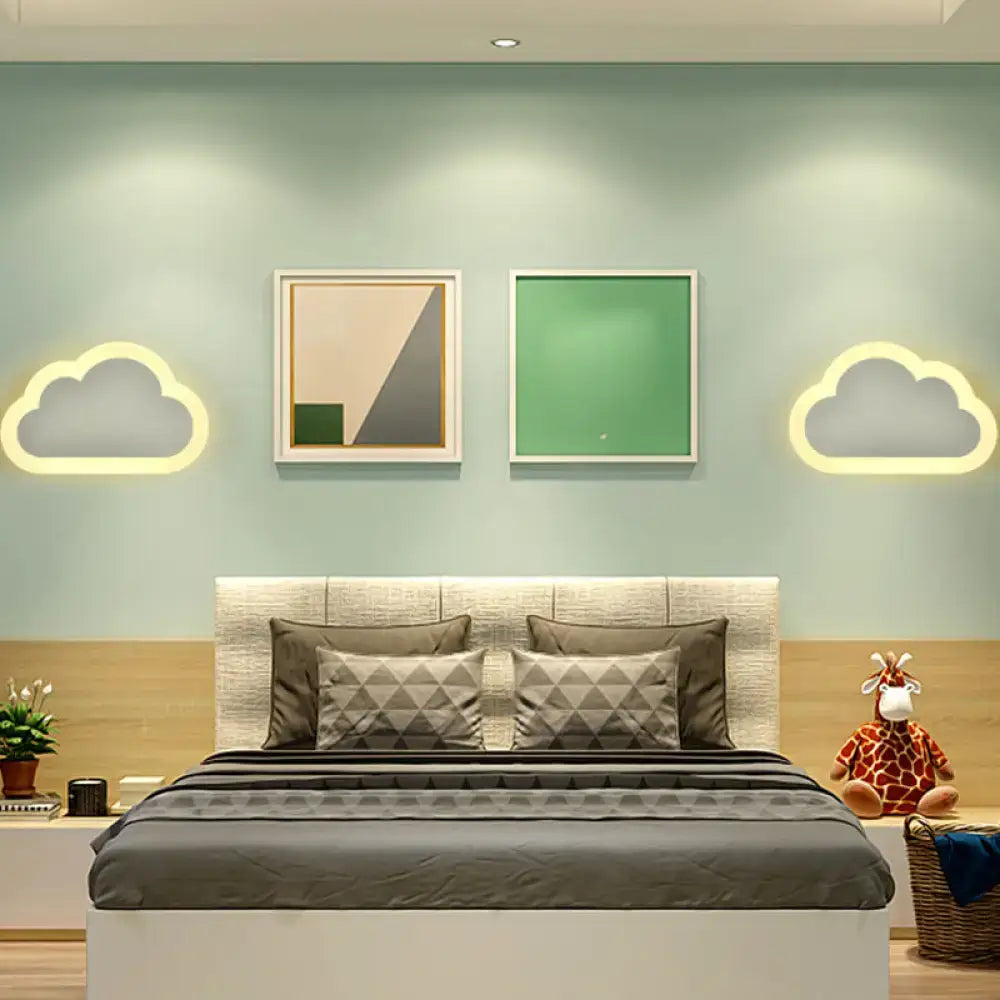 Cheerful white smiling sun led wall sconce bedroom light