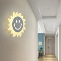Cheerful white smiling sun led wall sconce bedroom light