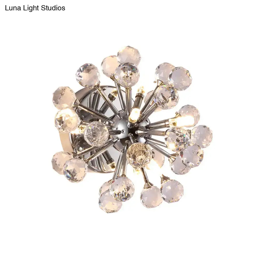 Chrome sputnik flushmount amber crystal ball ceiling light bedroom