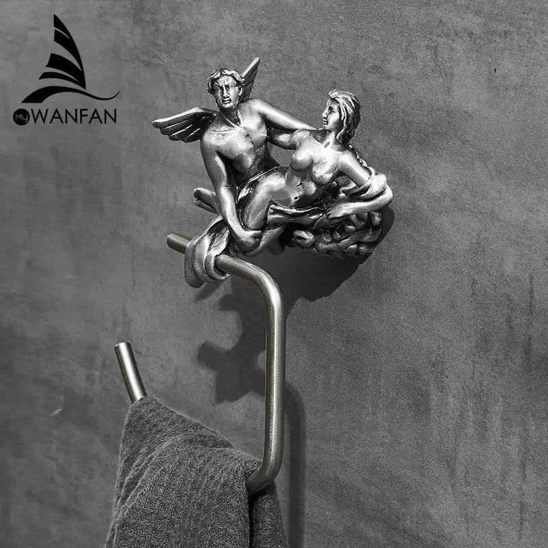 Classical bronze towel rack ornate winged figures shower room decor