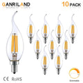 Clear dimmable led filament candle bulbs silver base dining room