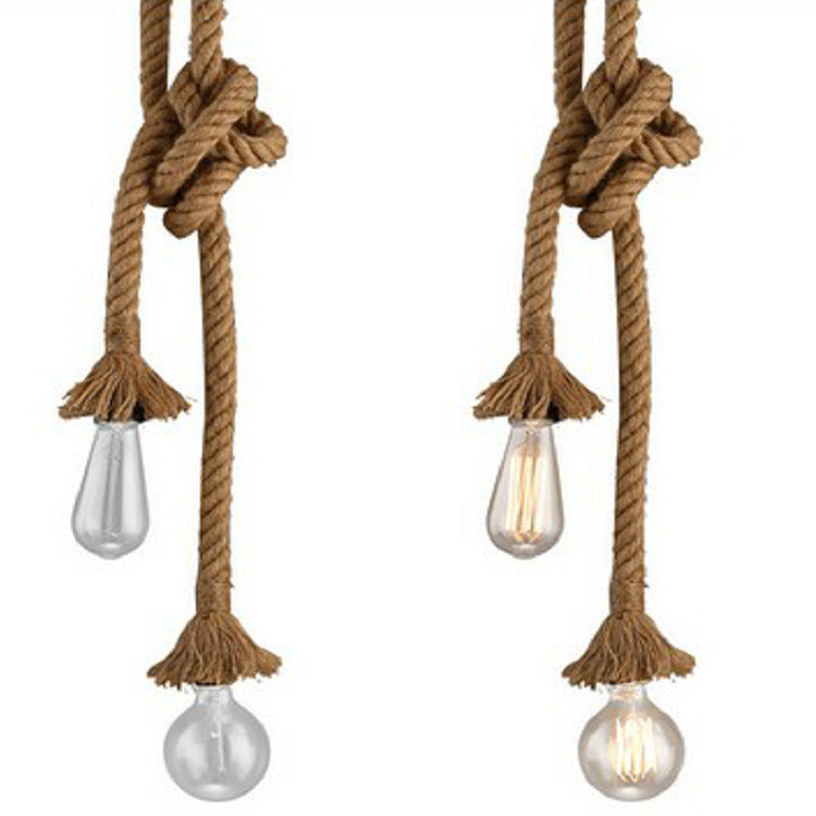 Lampe suspendue en corde de chanvre pour café-bar