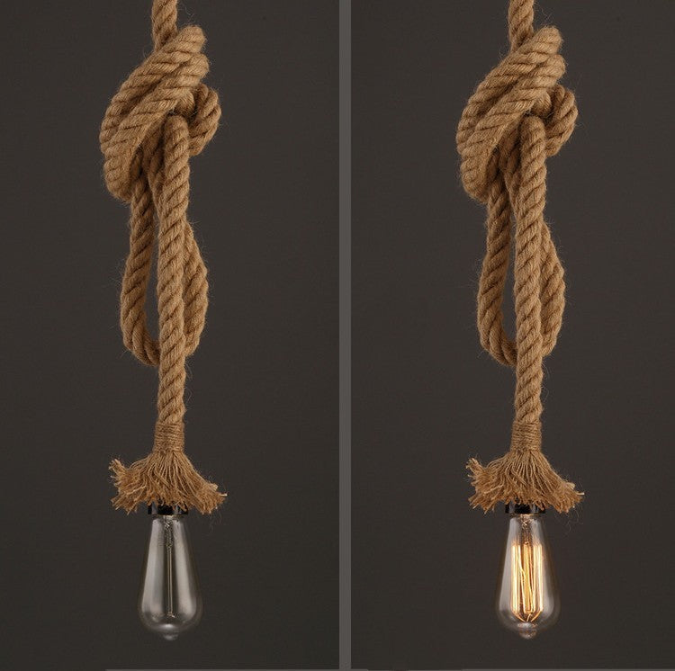 Lampe suspendue en corde de chanvre pour café-bar