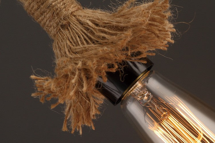 Lampe suspendue en corde de chanvre pour café-bar