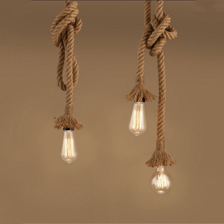 Lampe suspendue en corde de chanvre pour café-bar