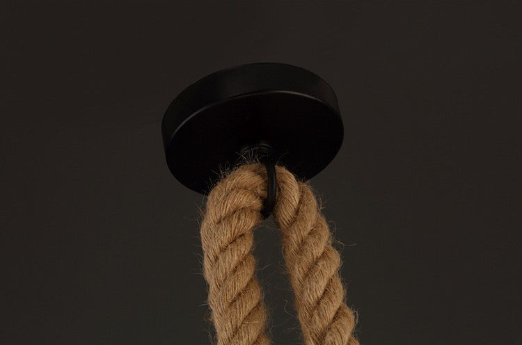 Lampe suspendue en corde de chanvre pour café-bar