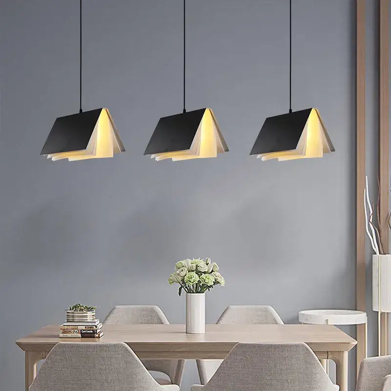 Colorful book pendant lamp – living room layered paper light