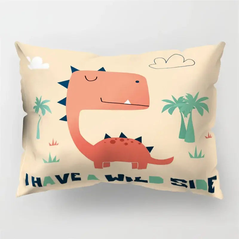 Colorful cartoon dinosaur pillowcase kids bedroom decor