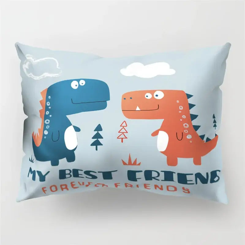 Colorful cartoon dinosaur pillowcase kids bedroom decor