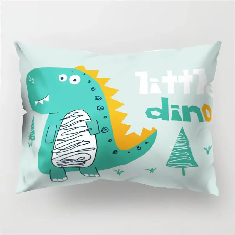Colorful cartoon dinosaur pillowcase kids bedroom decor