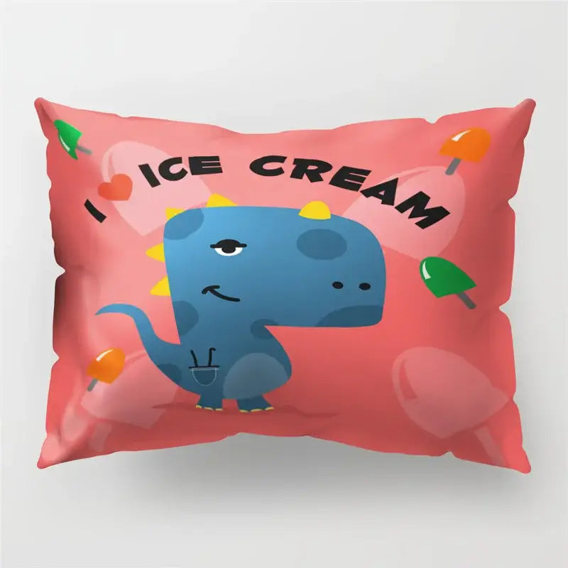 Colorful cartoon dinosaur pillowcase kids bedroom decor